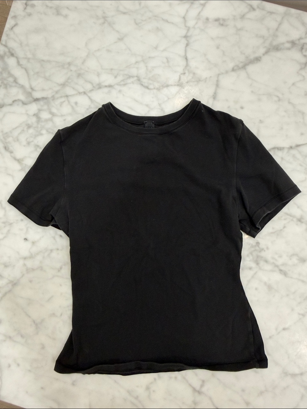 Skims Black Tight Fitted Crewneck Short Sleeve Tee